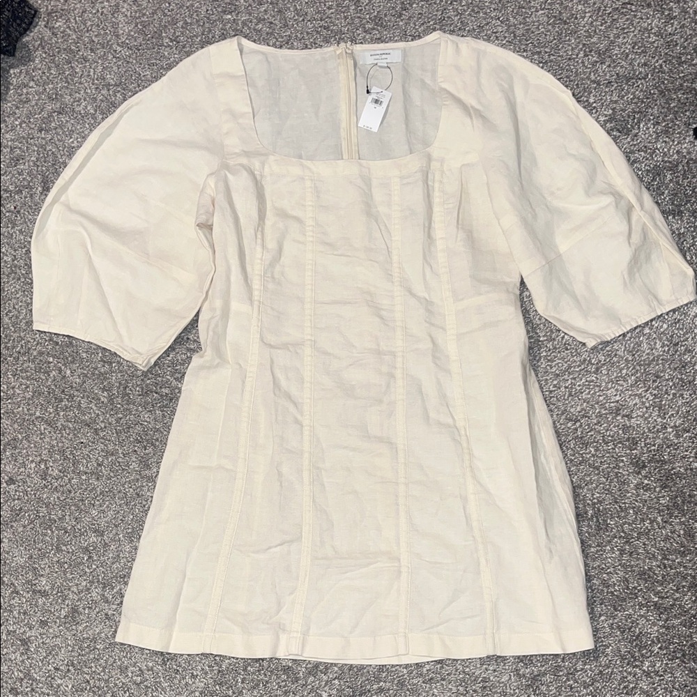 Banana Republic linen Blend NWT Elegant Cream Women's Dress